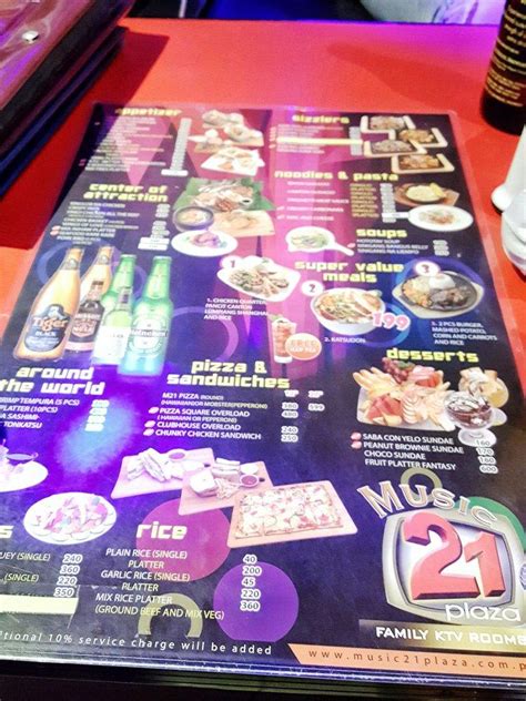 music 21 menu.